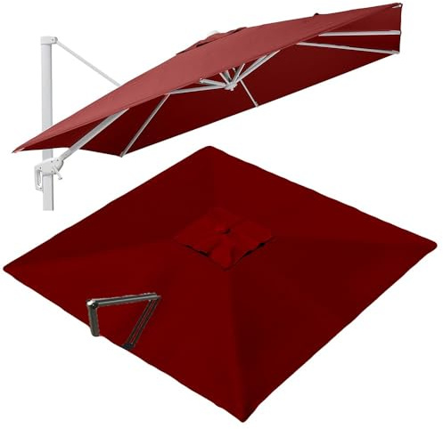VLKLPZAHAK Parasol De Jardin Rectangulaire Toile De Rechange 300x400cm Auvent De Rechange pour Déporté Parasol 8 Baleines, Tissu De Rechange pour Parasol De Table(Burgundy,4x3m (13x9.8ft))