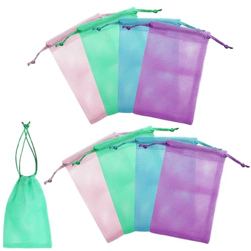 KQDRAVINE 8 Bolsitas para Jabón Sólido, Bolsitas de Colores con Cordón, 10 x 15 CM, Bolsitas para Exfoliación Corporal, Bolsitas para Jabón Sólido para Enjabonarse y Secarse (4 Colores)