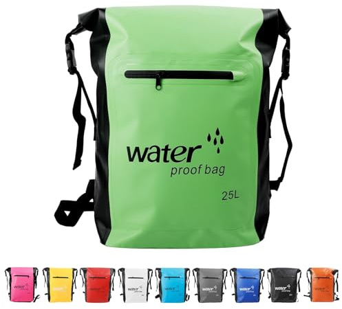 MOMAHUA Dry Bag 25L wasserdichte Tasche, Grün Dry Bag 2L/5L/10L/15L/20L/25L/30L mit Verstellbarem Gurt, Schützt Telefon/Karte, Roll Top Wasserdichter Beutel Rucksack für Schwimmen/Rafting/Bootfahren