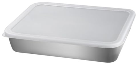 FUNNETOYU Stainless Steel Roasting Pan with Rack and Lid Deep Baking Tray for Oven Roasting and Food Storage Multifunctional Kitchen Prep Tray for Meat Vegetables and Desserts