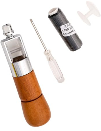 Punzón de costura de cuero, herramienta de costura rápida, incluye hilo de coser de punta de aguja y destornillador para trabajos de cuero