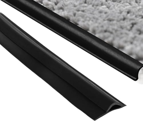 Carpet Edge Trim Strip Flexible Carpet transition strip to Stop Fraying Self-Adhesive Heavy-Duty Carpet Binding Tape Rug Edge Protector for Home, Hallway, Stair & Office Carpet Edges (Black, 1 Meter)