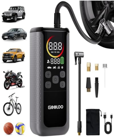 GOOLOO GT160 DUAL Tyre Inflator Portable Air Compressor, 4X Faster Dual Cylinder & Upgraded Color LED Screen Portable Air Pump for Car Tires, Auto Shut-off Electric Bike Tire Pump 160 PSI with Pressur