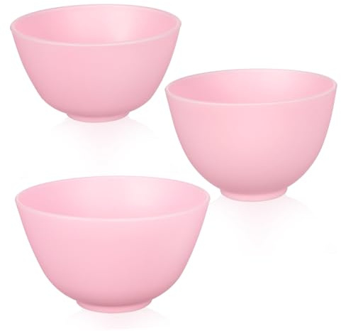 ELAYARD 3 St Silikonbunkar för Ansiktsmasker Hållbara och Luktfria Diy-blandningsskålar för Kosmetik Flexibla och att för Kryddor och Ingredienser Rosa Små och Stora