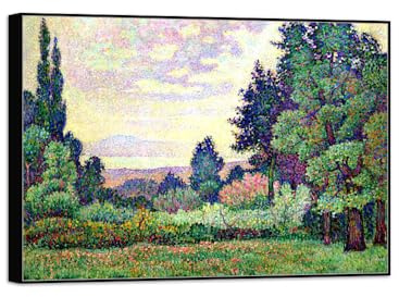SDYSKKUG Jean Metzinger Quadri su Tela. Due cipressi. Famosi D'arte Quadro Riproduzione. Immagini Murale Soggiorno 70x50cm Cornice Nera