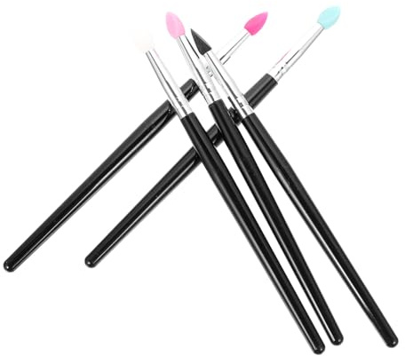 Hohopeti 5 pièces Pinceaux Silicone Maquillage Set pour Paupières et Lèvres Poignée Confortable Portable et Applicateur Paillettes et Ombres à Paupières