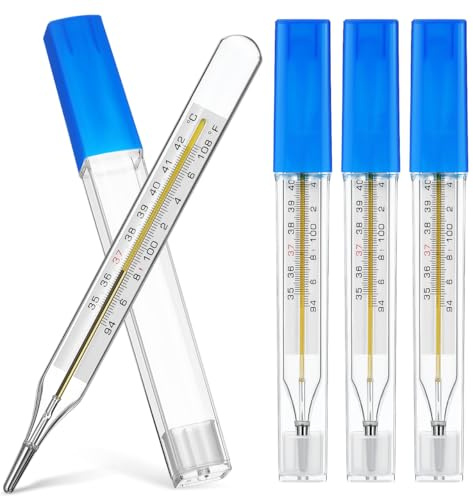 Glass Cuban Temperature Thermometers: Thermometers for Fever - Old Fashioned Axillary & Oral Thermometer for Adults Kids Elderly ℃ & ℉