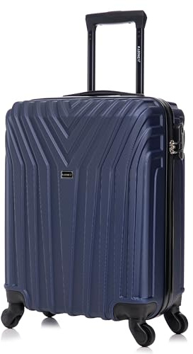 R.Leone Valigia 55x40x23 cm Trolley Bagaglio a Mano 4 Ruota in ABS Wizz, ITA Airways,EasyJet 9002 (Blu, S Bagaglio a mano)