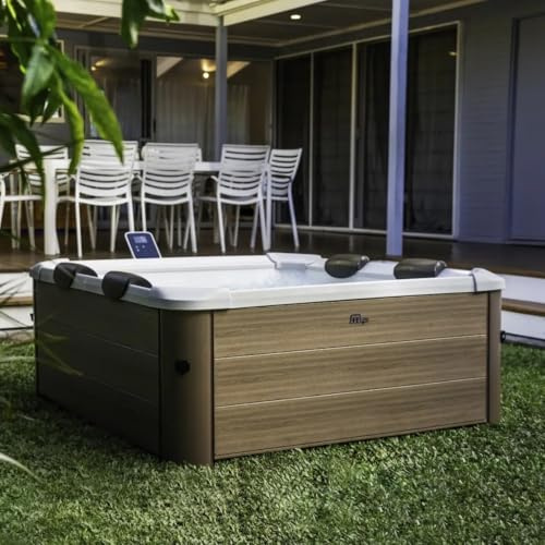 MSpa Whirlpool Oslo Amber Aero Plus 180 x 180 x 65 cm – uppblåsbar bubbelpool för 6 personer med 140 luftmunstycken och 8 hydromassagemunstycken, LED-belysning, PTC-uppvärmning upp till 40 °C, Rhino