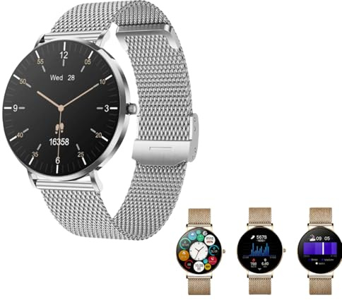 beyerswerk lunapro smartwatch Damen Frauen Smartwatch mit HD Voll-Touchscreen,Bluetooth Telefonfunktion, Herzfrequenzmonitor, Schlafanalyse, IP68 Wasserdicht,Fitness-Tracker für iOS&Android (Silber)