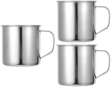 Abaodam Lot de 4 Gobelets en Inox Poignées, 7 CM, Ensemble pour Café et Thé, Adapté pour Camping et Moments Entre Amis