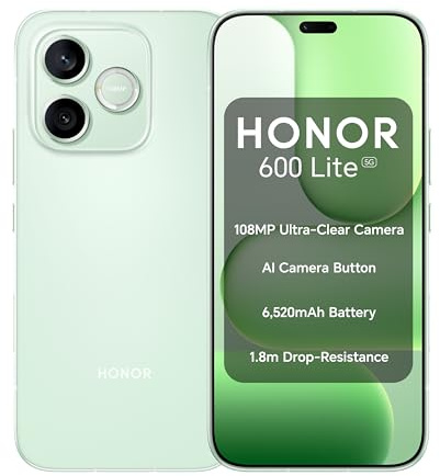 Honor 600 Lite 16,8 cm [6.6] Doppia SIM Android 16.0 5G USB tipo-C 8 GB 256 GB 6520 mAh Verde (HONOR 600 LITE 8GB 256GB GREEN)