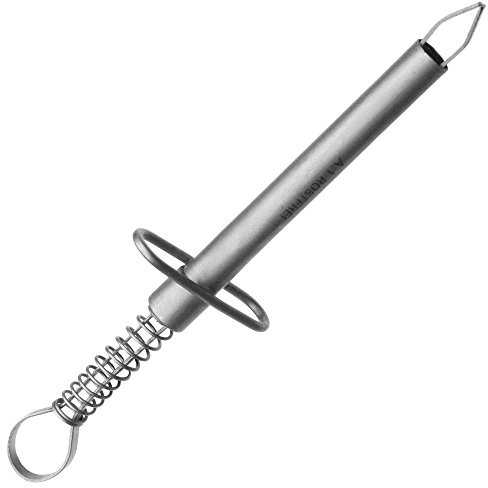 May Zeckenzange mit Feder gebogen 4 mm Spitze Hunde Katzen Edelstahl | Selbsthaltende Zeckenpinzette mit Federgriff und 4 mm breiter gebogener Spitze für Haustiere