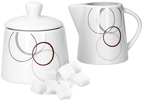 2 28Cl de sucre & pot à lait 23cl palazzo-avec motif-cercles gris et bordeaux