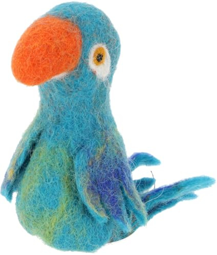 Handgemachte Fingerpuppe aus Filz für Kinder, Unikat, Papagei | 100% Wolle, handgefertigt, vielseitig einsetzbar, fördert Kreativität, Spielzeug