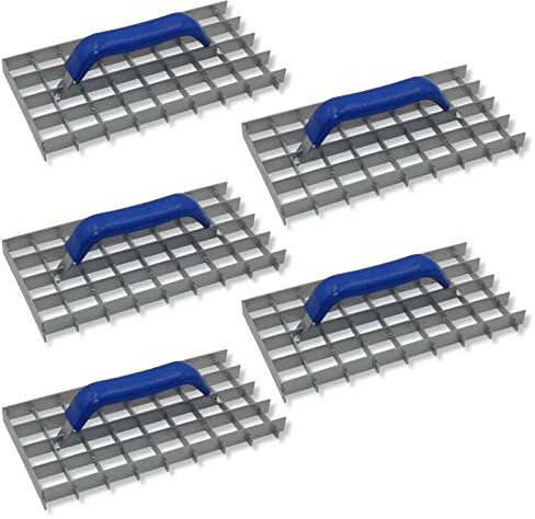 5er Set DEWEPRO® Gitter-Rabot (Gitterrabot) - Putzhobel - Putzglätter - Gitterweite: 30x30mm - Abmessung: 285x145mm - Schleifraspel