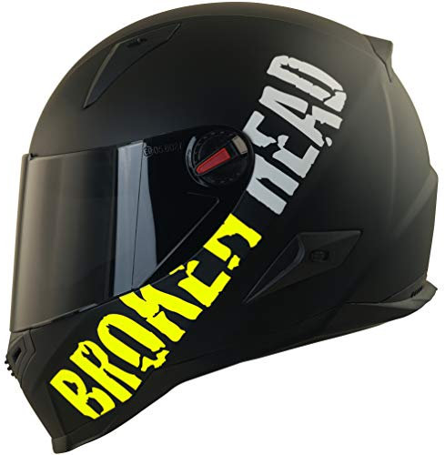 Broken Head BeProud Neon Gelb Ltd. - Motorradhelm Mit 2 Visieren (Schwarzes Visier + Klares Visier) Integralhelm Mattschwarz-Gelb (XS 53-54 cm)