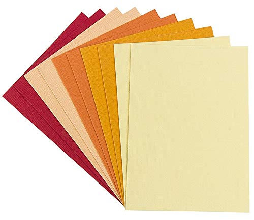 Ideen mit Herz Grußkarten-Set | 10 farbige Karten & 10 weiße Umschläge | edle Leinen-Optik | bunt | ideal für liebe Glückwünsche zum Geburtstag, Hochzeit (Rot-/Gelbtöne, Din B6 | 16,5 x 11,5 cm)