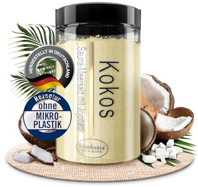 Frankonia BATH & SPA Sauna Salz Peeling Kokos – 400 g Meersalz-Körperpeeling mit Jojobaöl & Vitamin E – Dusch- & Body Scrub für alle Hauttypen – Vegan & ohne Parabene – ohne Microplastik