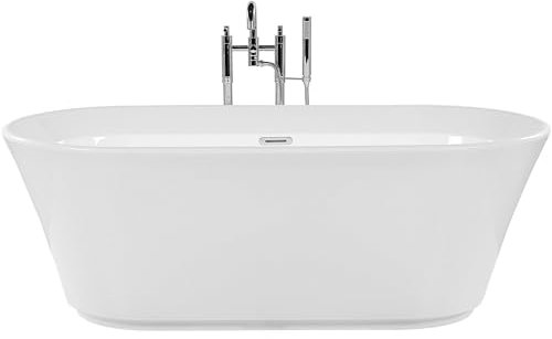 Baignoire en Acrylique 170 x 80 cm Forme Ovale Bords Arrondis Autoportante Blanche Ovalle
