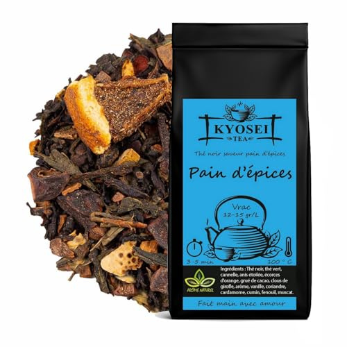 Kyosei Tea – Thé Noir Premium Pain d’Épices – Vrac 100g – Mélange de Thés Noirs & Vert avec Cannelle, Orange, Vanille & Épices Gourmandes