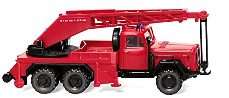 Wiking WK086149 86149 086149 H0 Magirus Deutz Uranus Feuerwehr-Kranwagen KW 15, Rot
