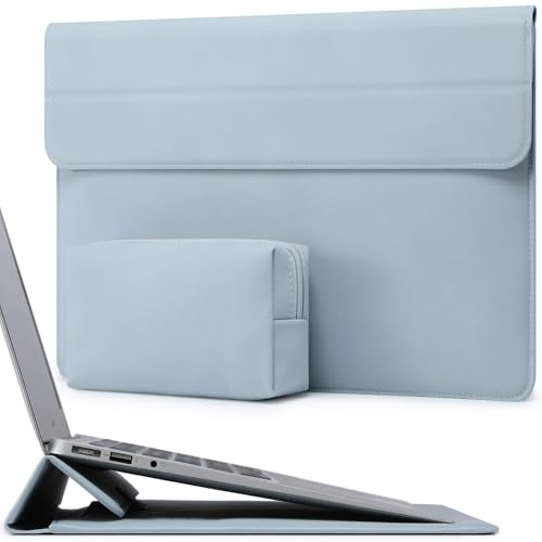 HYZUO 15-16 Zoll Laptoptasche Hülle mit Ständer, Blass Blau