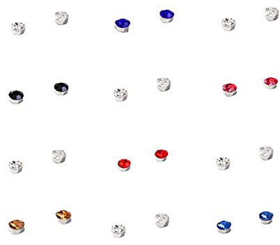 24Pcs Crystal Magnetic Stud Earrings Stainless Steel Cubic Zirconia Non Piercing Tragus Magnetic Nose Stud Fake Ear Nose Lip Ring Clip Non Piercing Jewelry for Women Men-3mm color