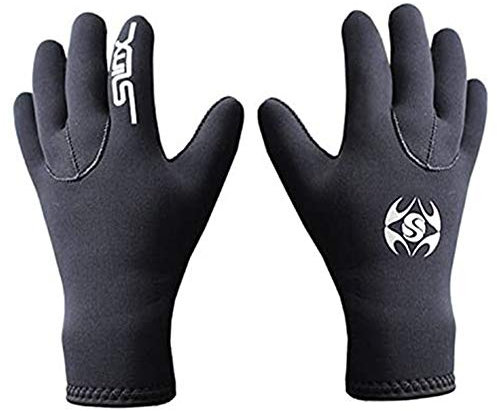 Neoprenhandschuhe für Herren, 3 mm, für Erwachsene, 5 Finger, zum Tauchen, Segeln, Schwimmen, Tauchausrüstung, Schwimmhandschuh, Schwarz, XL