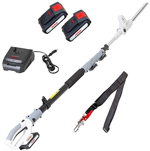 IKRA Akku Teleskop Heckenschere ICPH 2040, inkl. 2X Akku 20V, Schnelllader & Schultergurt