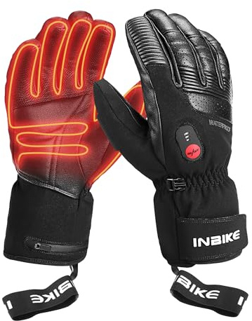 INBIKE Beheizbare Handschuhe Motorrad Skihandschuhe Ski Winter Beheizte Hnadschuhe mit Heizung Thermo Winterhandschuhe Schwarz L