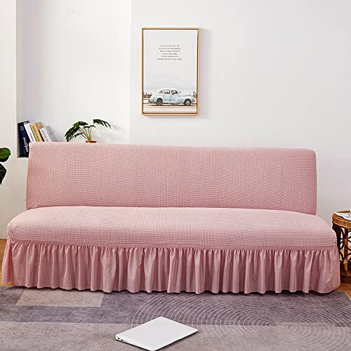 Meigeh Sofabezug ohne armlehnen Stretch sofahusse sofauberwurf ohne armlehnen Schlafsofa-Bettdecke Rosa