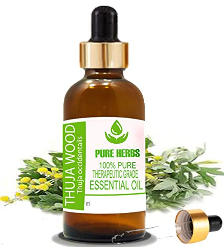 Pure Herbs Thuja Wood (Thuja Occidentalis) Pure & Natural Therapeautic Grade Essential Oil with Dropper 15ml