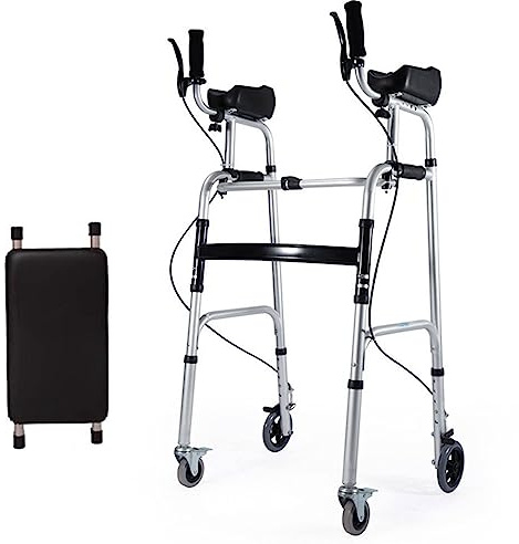 Klappbarer Standard-Gehwagen - 4-Rad-Rollator - Hilfsgehhilfe, Höhenverstellbar und Abnehmbare Armlehnen, Plattformgeher für Senioren und Behinderte