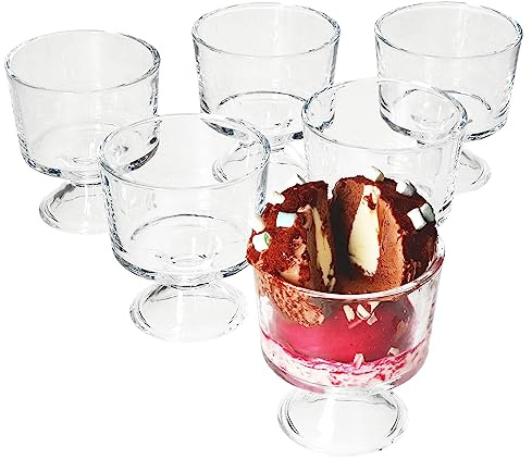 MamboCat 6er Set Primus Eisbecher mit Fuß aus Glas I 250 ml I bauchige Dessert-Schälchen, Eisgläser, Früchtebecher aus Klarglas I für Vorspeisen, Cocktails, Eiscreme & Desserts