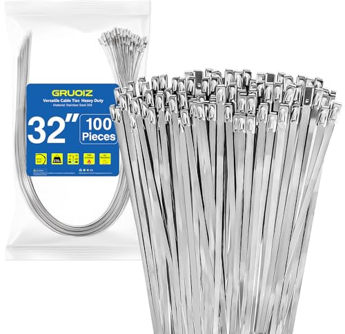 100 Stück Metall Kabelbinder 800mm×4,6mm Edelstahl Metall Kabel Ties Tragfähigkeit 122 kg Stainless Steel Cable Tie 304 Geeignet für Auspuffwickelzaun Außenbaldachin
