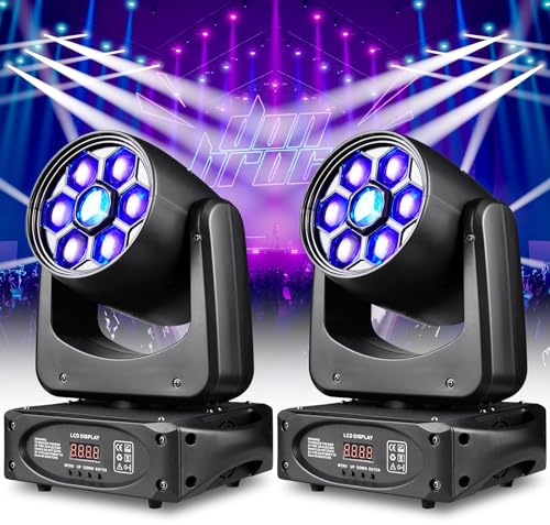 2er Pack 150W Moving Head LED Bühnenleuchten 3 Prisma Bee-Eyes 8 Gobos dmx512 DJ Disco Lichter mit Strobe Funktion für Show KTV Club Party Hochzeit