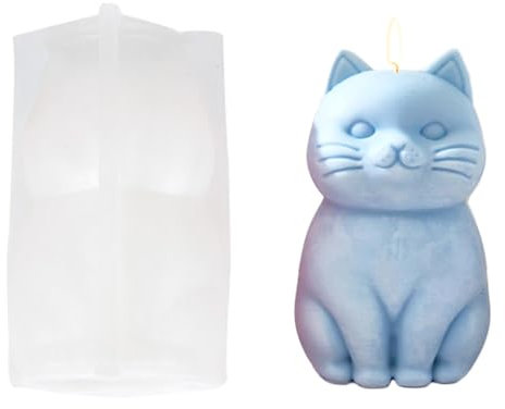Junhui Kerzenform Silikon, 3D Silikonform Katze, Tiere Kerzengießformen Epoxy-Formen, DIY Katze Silikonform Kerzen-Gießen Formen für Duftkerze, Handgefertigte Seife, Handwerk