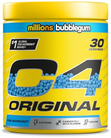 C4 Original Pre Workout Powder, Chicle, 30 porciones | Bebida energética en polvo para preentrenamiento Zero Sugar con 150 mg de cafeína, 1500 mg de monohidrato de creatina, 1600 mg de beta alanina