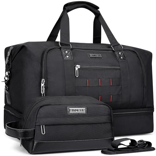WITZMAN Reisetasche Herren 55L Nylon Weekender Duffle Bag mit Kulturbeutel