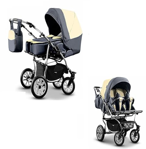 Zwillingskinderwagen 2 in 1 City Twin inkl. Sportsitze - 15 Teile - in 19 Farben