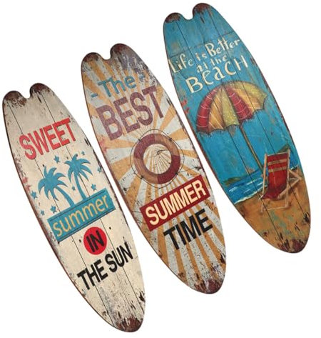 RORPOIR 3stücke Surfbrett-wanddekoration Holz Hängende Plakette Surfbrett- Vintage Wandkunst Surfbretter Zum Dekorieren