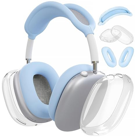 Woyinger Silikonhülle für AirPods Max (2024/2020), aus weichem transparentem TPU, Kopfhörerabdeckung, Band für AirPods Max (USB-C/Lightning), transparentes Zubehör für Apple AirPods Max,