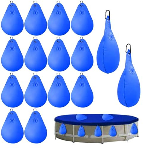 SHITOOMFE 16pcs Poolabdeckung Wasserbeutel mit Loch, durchlaufdes Dickes PVC -Pool -Abdeckgewichte, Frostschutz