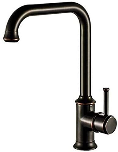 DLNTXFDG Wasserhahn Küchenarmatur Küchenspüle Continental Schwarz Bronze Küchenarmatur Wasserhahn Reines Kupfer Warm- und Kaltwasser Antikes Unterbauwaschbecken