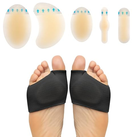 APMGONT Métatarsiens Coussinets Manchon Coussinets d Avant-Pied avec Pansements Hydrocolloïdes Invisibles pour Talon, Pied et Orteil (Noir, S)