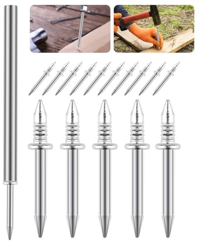 100 Stück Doppelkopf Sockelleisten Nägel, Nahtloser Nagel mit Doppelköpfigem Sockelfaden Nagel, Doppelköpfige Nägel Wand Stahlnägel, Unsichtbare Sicherheitsschrauben mit 1 Hülsenwerkzeug