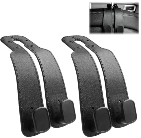 Taschenhalter Auto, 2 Stück Autositz Doppelhaken, Kopfstützenhaken Auto für Taschen und Einkäufe, Autositzhaken, Auto Aufbewahrungshaken, Auto Zubehör Innenraum, Schwarz