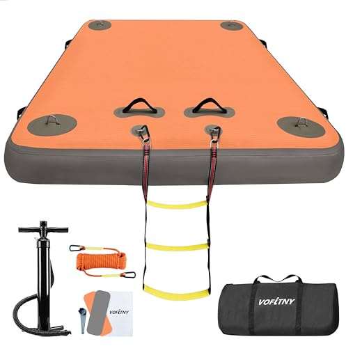 VOFiTNY Inflatable Floating Dock Swim Air Platform Island Raft Mat for Lake Beach Ocean with Rope Ladder, Non-Slip Surface