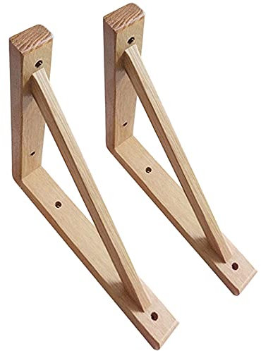 PLMNBQWE Regalhalterung aus Holz, 2er-Set, Eiche, Vintage-Regalhalterungen zur Wandmontage, 90°-Dreieckshalterung, Regalträger für Wohnzimmer, Bausatz